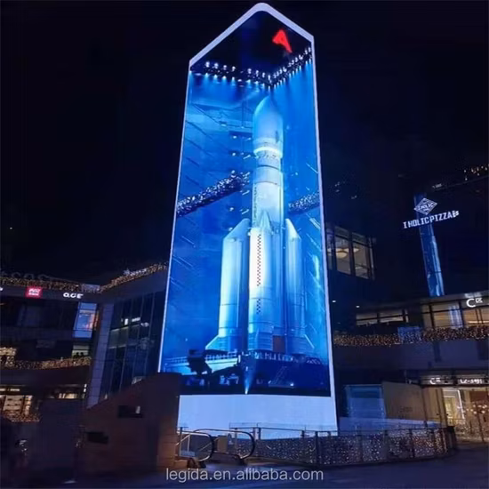 Pantalla LED 3D P5.7 sin gafas, panel de vídeo, valla publicitaria comercial fija para pared, pantalla LED para exteriores de 5mm