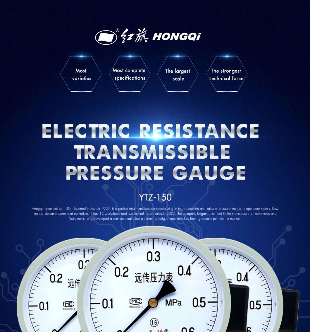 Hongqi 150mm 6" Oil Filled Pressure Gauge - Air/Water/Gas Electric Remote Resistance Controller