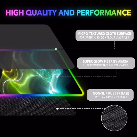 Alfombrilla de ratón grande extendida personalizada RGB LED brillante Alfombrilla de teclado Regalo de promoción Alfombrilla de escritorio Gamer Alfombrilla de ratón de goma natural para juegos Accesorios de computadora Gamer